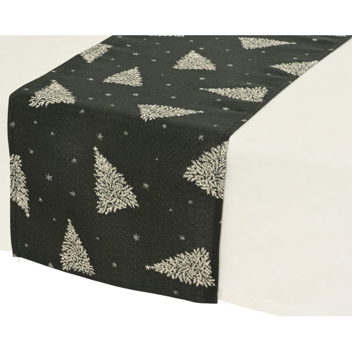 Chemin de table imprimé sapins vert 140 cm
