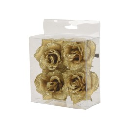 4 gold clip-on roses