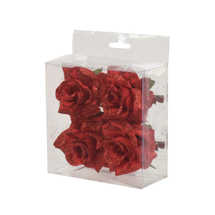 Box of 4 red clip-on roses