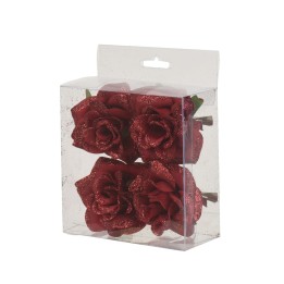 Box of 4 burgundy clip-on roses