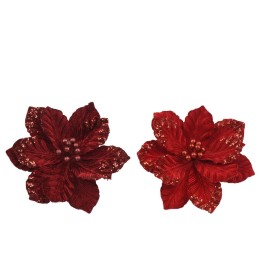 2 fluwelen bloemen op clip 35 cm