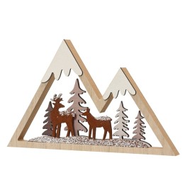 Besneeuwd houten bostafereel 29,5 cm