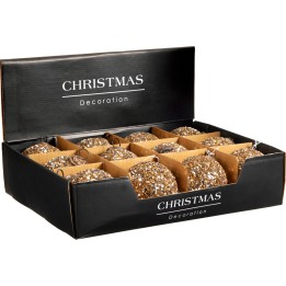 6 Boules de Noël en verre perlée or