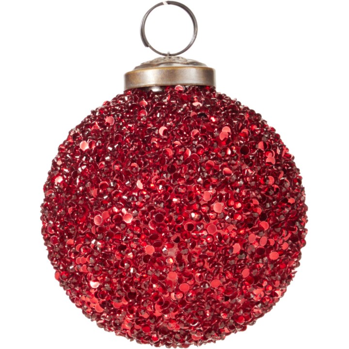 6 pearl glass Christmas baubles red