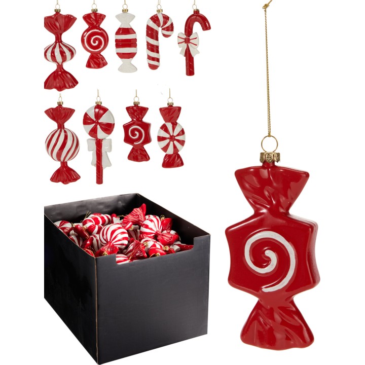 Hangend kerstsnoepje 8 cm - 9 assorti modellen