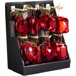 Red diamond ornament 5 cm - 4 assorted shapes