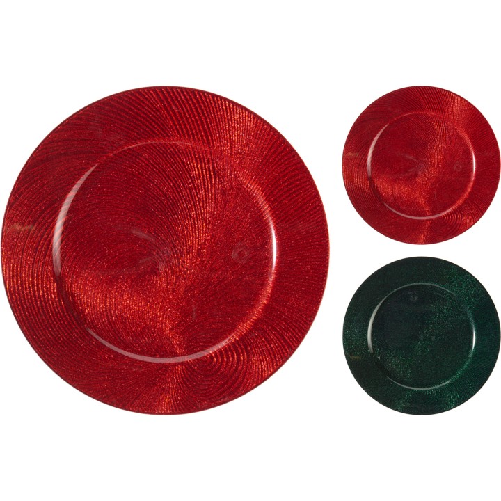 Assiette Swirl 33 cm - vert ou rouge