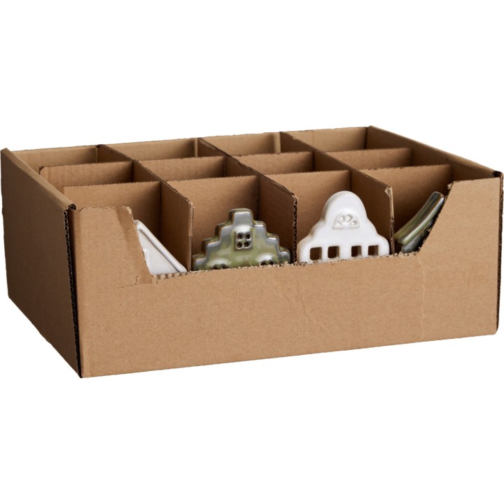 Maison photophore en porcelaine 6 x 8 cm - 4 modèles assortis