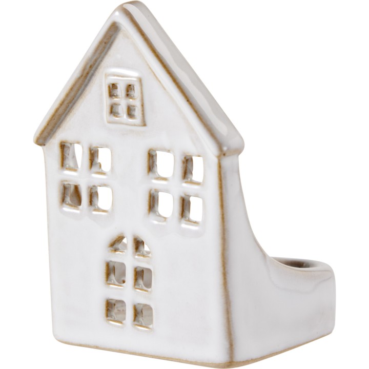Maison photophore en porcelaine 6 x 8 cm - 4 modèles assortis