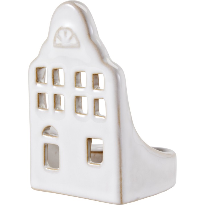 Porcelain house tealight holder 6 x 8 cm - 4 assorted designs