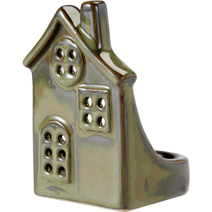 Maison photophore en porcelaine 6 x 8 cm - 4 modèles assortis