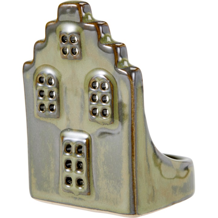 Maison photophore en porcelaine 6 x 8 cm - 4 modèles assortis
