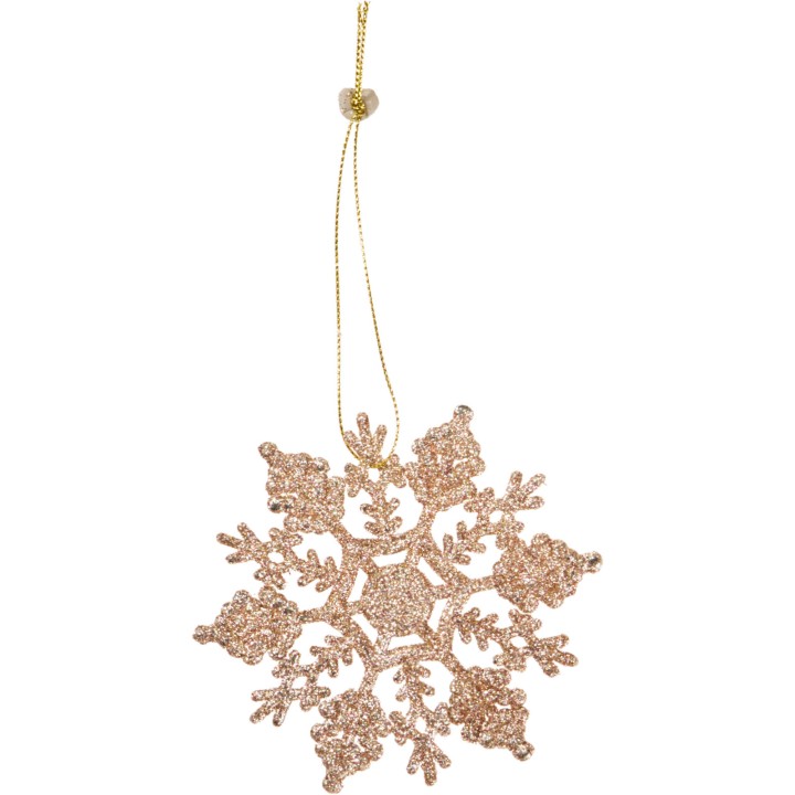 Glitter hangende sneeuwvlok - 6 assorti modellen