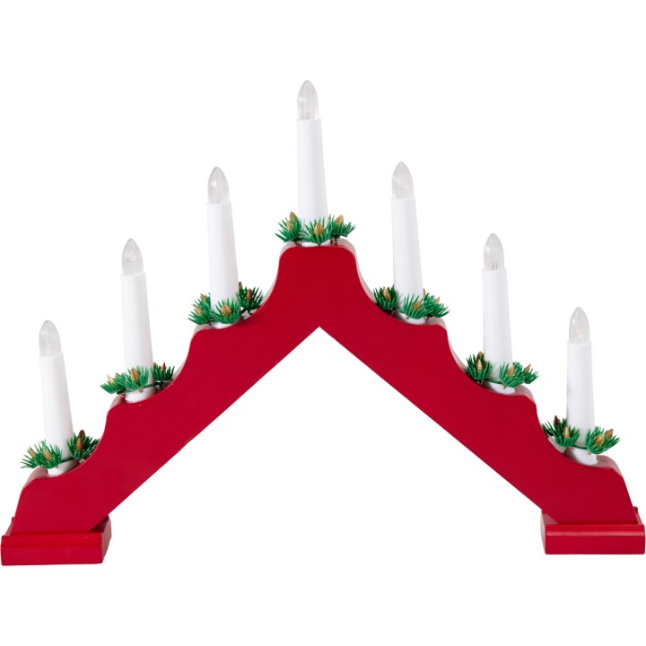 Wooden candle arch 7 LED red 41 cm