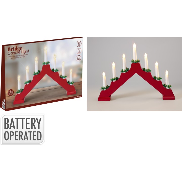 Wooden candle arch 7 LED red 41 cm