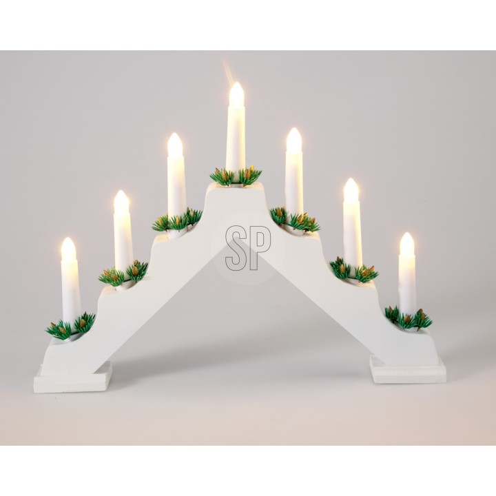 Wooden candle arch 7 LED white 41 cm