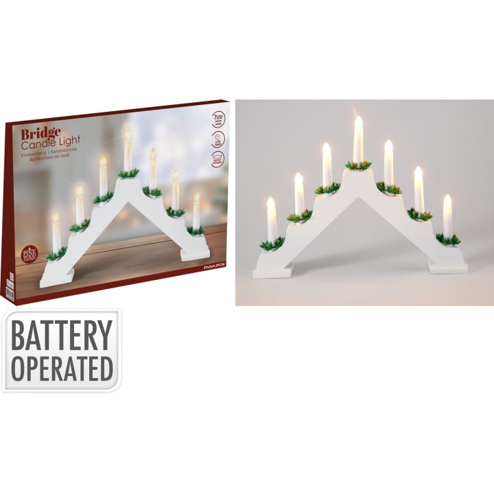 Wooden candle arch 7 LED white 41 cm