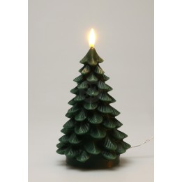 Bougie LED sapin vert foncé 17 cm