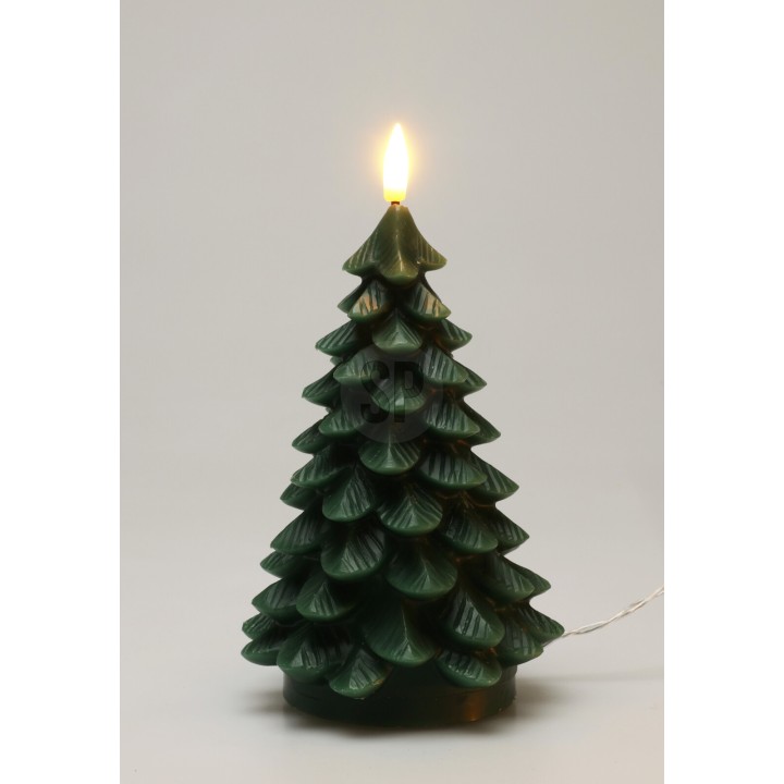 LED kaars kerstboom donkergroen 17 cm