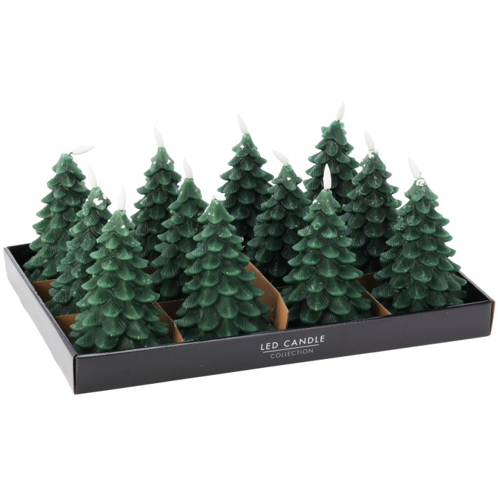 Bougie LED sapin vert foncé 17 cm