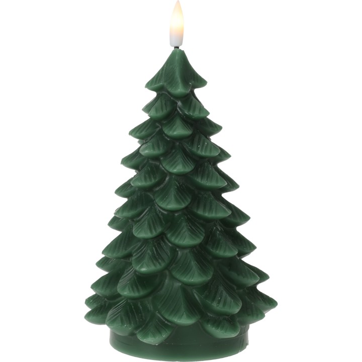 LED tree candle dark green 17 cm