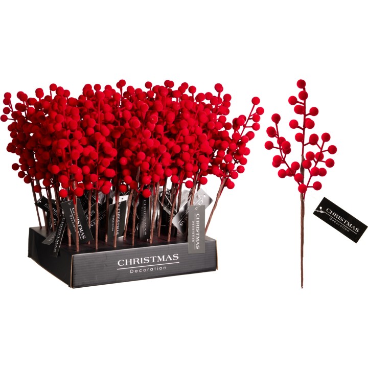 Flocked red berry branch