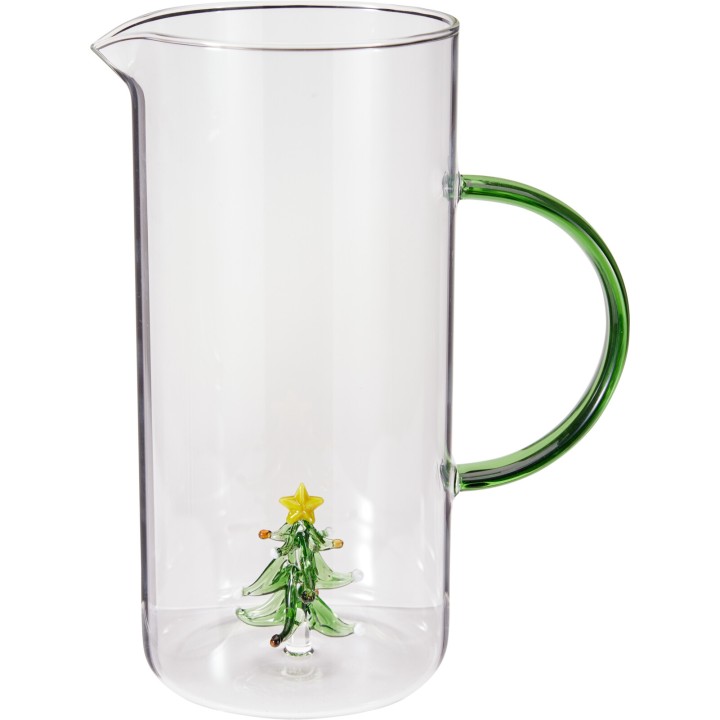 Carafe en verre borosilicate 1,4 L - 4 décors de Noël assortis