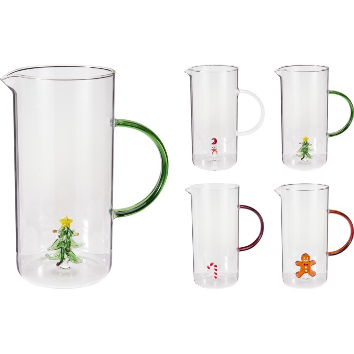 Borosilicate glass carafe 1.4 L - 4 assorted Christmas designs