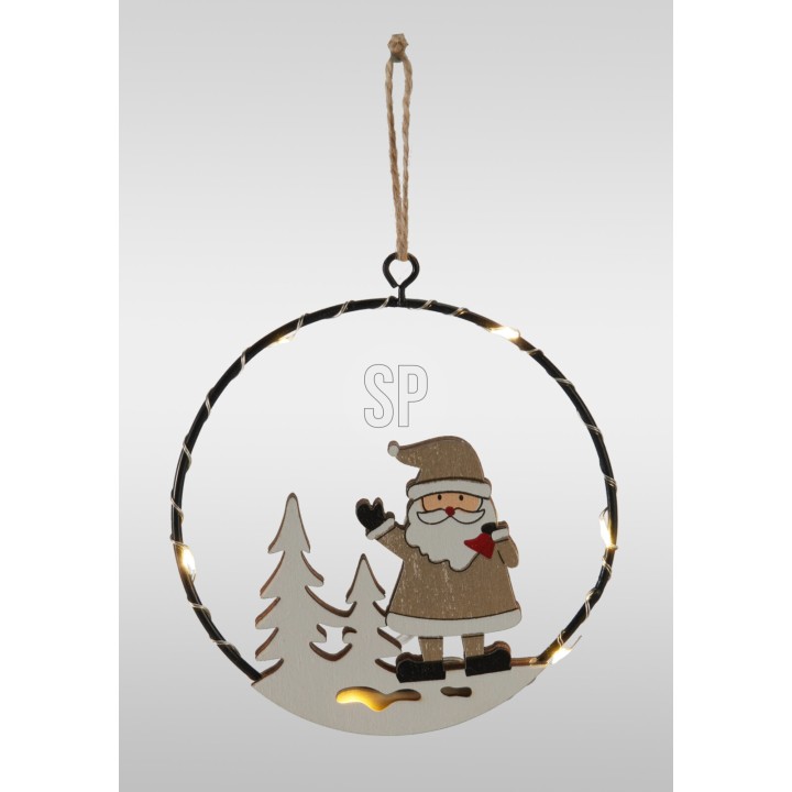 Suspension en bois lumineuse 10 cm - 6 modèles assortis