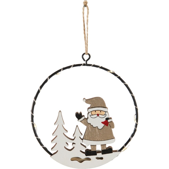 Verlichte houten hanger 10 cm - 6 assorti modellen