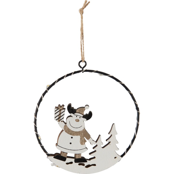 Verlichte houten hanger 10 cm - 6 assorti modellen