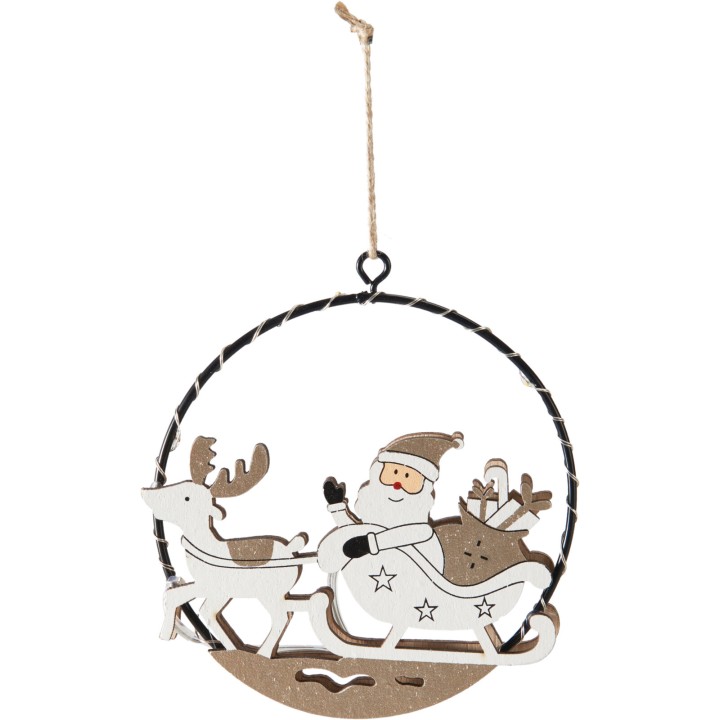 Light-up wooden ornament 10 cm - 6 assorted designs