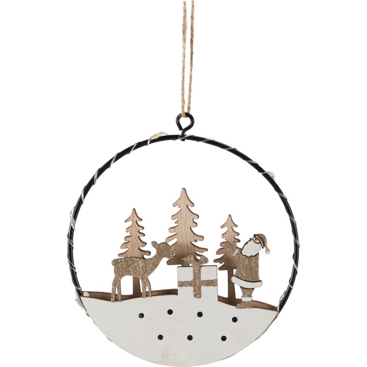 Suspension en bois lumineuse 10 cm - 6 modèles assortis