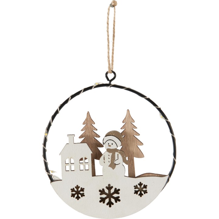 Verlichte houten hanger 10 cm - 6 assorti modellen