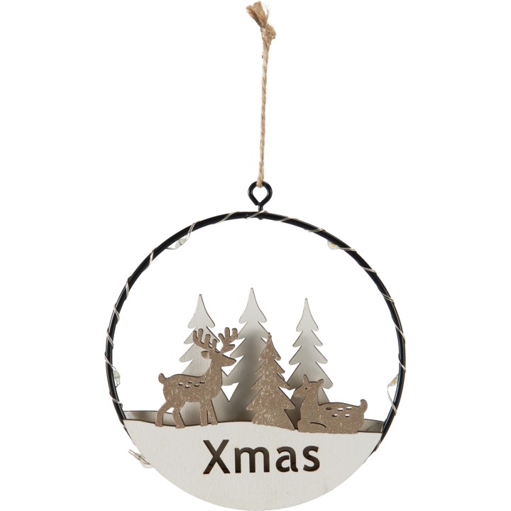 Suspension en bois lumineuse 10 cm - 6 modèles assortis