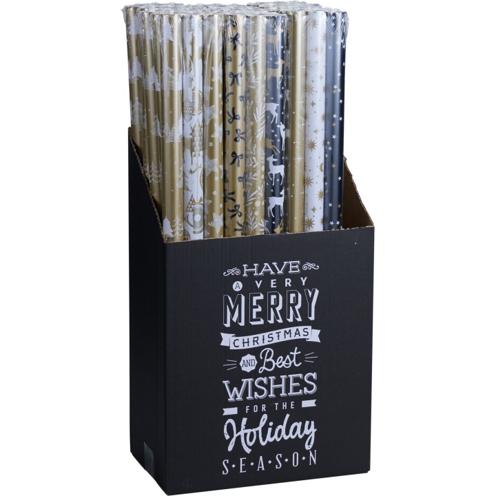 Elegant Christmas wrapping paper 150 x 70 cm - set of 3 rolls