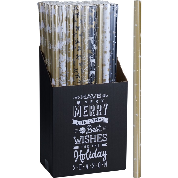 Elegant Christmas wrapping paper 150 x 70 cm - set of 3 rolls