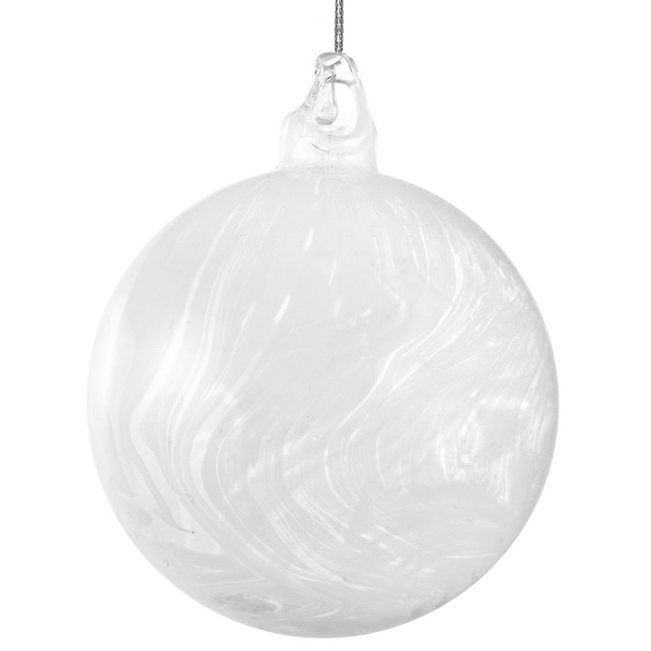 Boule en verre marbrée blanche