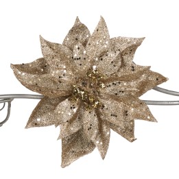 Glitter kerstster met clip champagne en goud
