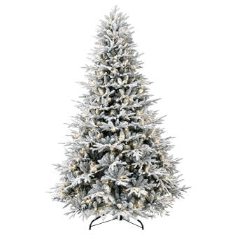 Sapin de Noël artificiel de luxe lumineux Monaco floqué avec LED