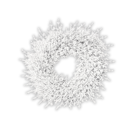 Couronne blanche en branches délicates, évoquant la neige et la sérénité hivernale.