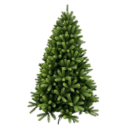Een volle, groene kerstboom met spitse takken en realistische naalden.