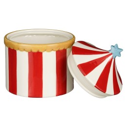 Bocal à biscuits en céramique cirque rouge et blanc 18 cm