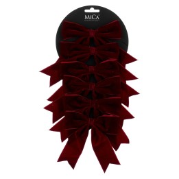 6 burgundy velvet Christmas bows 12 cm