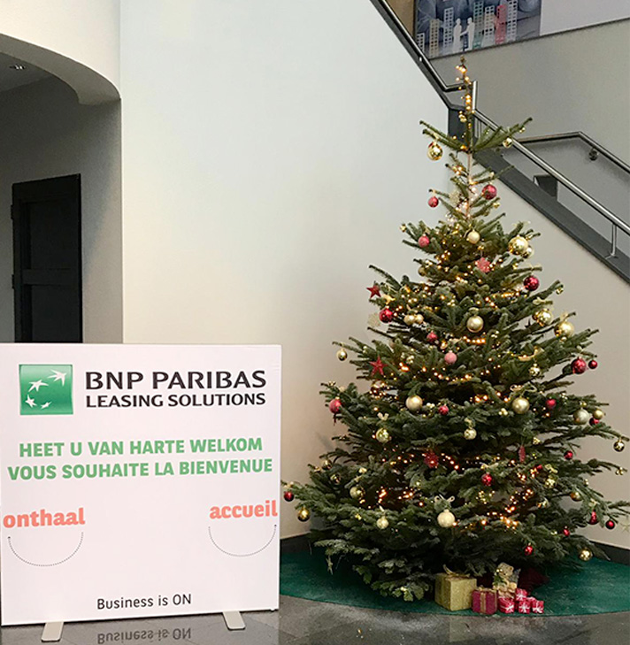Installation of a Christmas tree at BNP Paribas