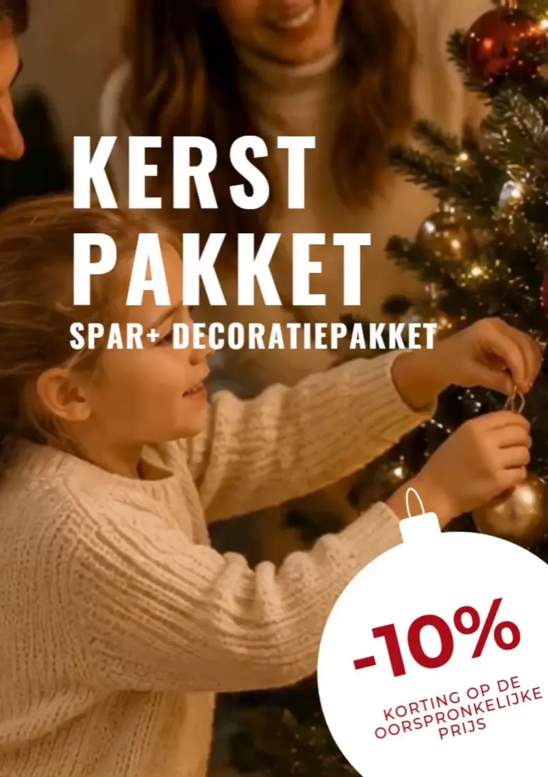 Kerstpakket: spar + decoratiepakket, -10 % korting op de oorspronkelijke prijs